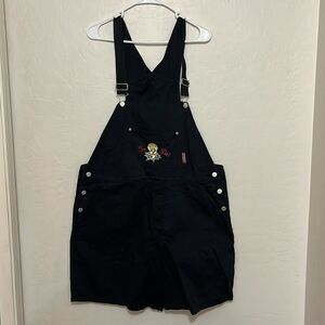 Vintage WB Looney Tunes Black Tweety Bird Ta Da Graphic Casual  Shortalls